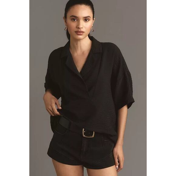 Anthropologie The Dylon Short-Sleeve Wide-Placket Top - Picture 1 of 7